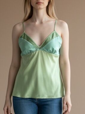 Gold Hawk 100% silk Green camisole